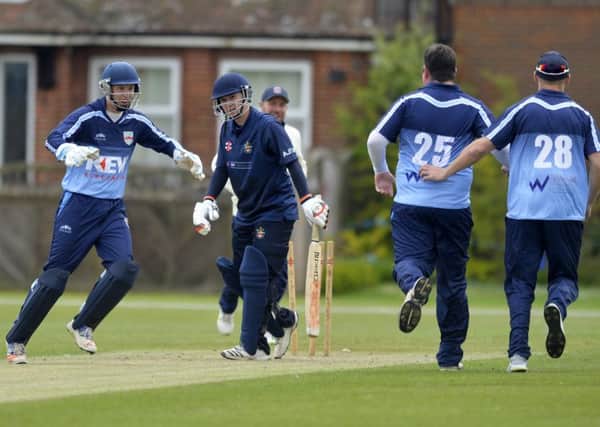 Eastbourne CC V Brighton & Hove CC - another wicket falls (Photo by Jon Rigby) SUS-190513-114600008