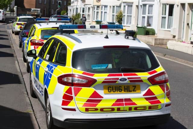Several police cars were sent to the incident in New Road, Littlehampton