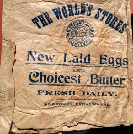 A paper bag from World's Stores in Albion Street