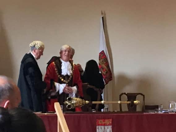 Richard Plowman is given his mayoral chain