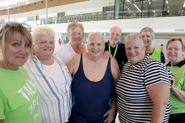 Tracy Tilney with friends, family and supporters at her swimathon. Picture: Kate Shemilt ks190262
