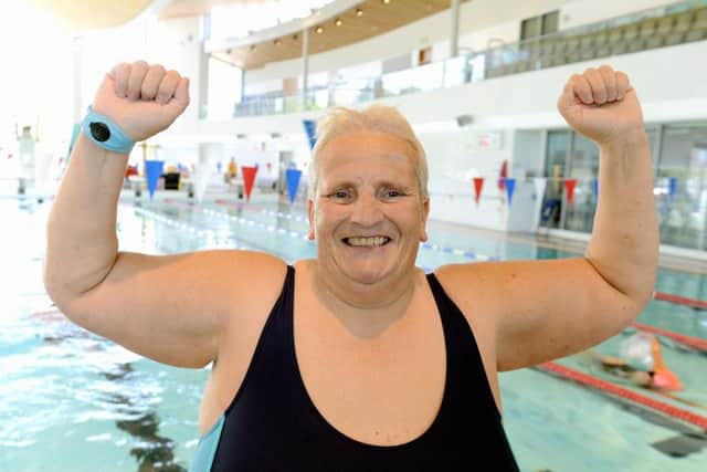 She did it! Tracy Tilney at the end of her five-hour fundraising swim. Picture: Kate Shemilt ks190262-1