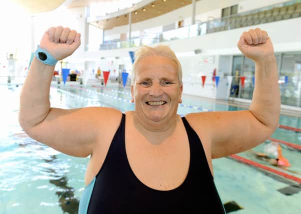 She did it! Tracy Tilney at the end of her five-hour fundraising swim. Picture: Kate Shemilt ks190262-1
