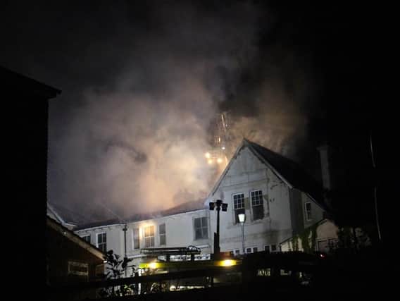 The former care home on fire