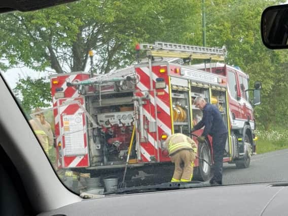 Firefighters parked on the A259. Pic: Jazzy Fizzle