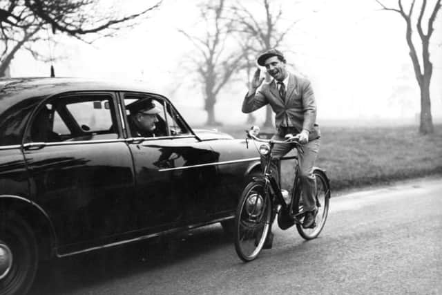 A man who still probably rode his bike faster the Lazy Journalist - Norman Wisdom (Photo by Ron Burton/Keystone Features/Getty Images)