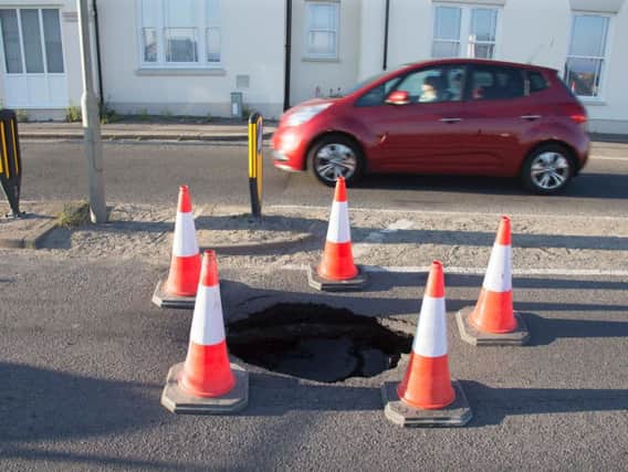 The sinkhole on the A259 at Portslade