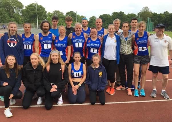 Hastings Athletic Club's squad for the Southern Athletics League match at Tooting
