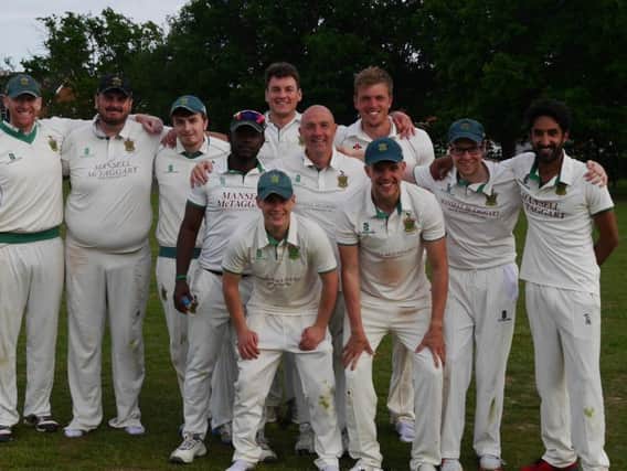 A happy Burgess Hill 1st XI. Picture by Peter Chapman