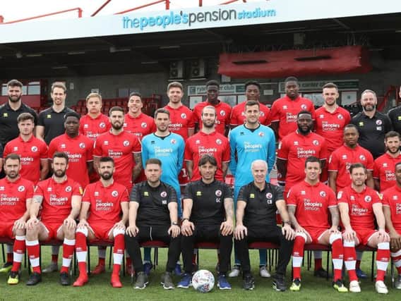 Crawley Town team photo March 2019. Picture courtesy of James Boardman/ Telephoto Images