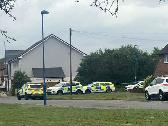 Police at the scene yesterday morning
