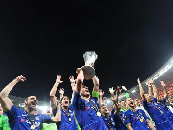 Chelsea celebrate winning the Europa League on Wednesday. Picture by Ozan Kose/AFP/Getty Images