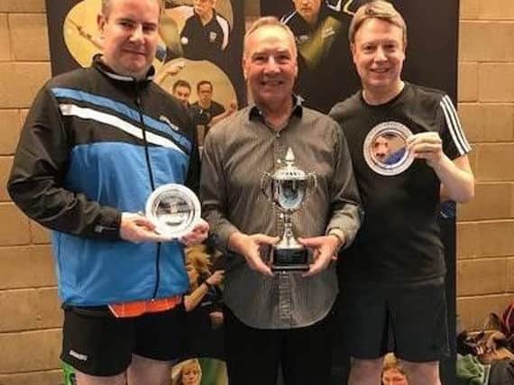 England champions (from left) Gary Knights, former European champion John Hilton and Paul Carter