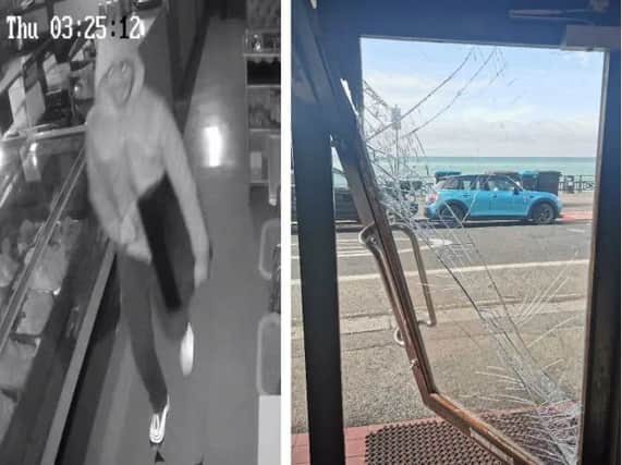 CCTV released by the police, plus an image of the damage at the scene SUS-190531-111455001