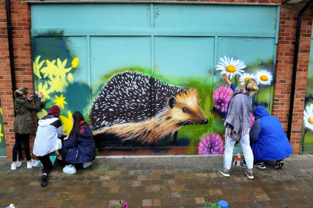 Giant mural taking shape in Billinsghurst High Street. Pic Steve Robards SR1913105 SUS-190531-111433001