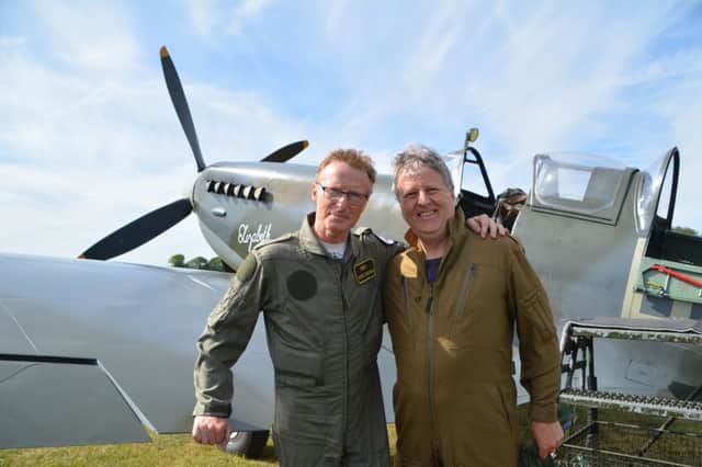 Flt Lt Anthony Parky Parkinson MBE took Ian Mantel in a flight in a two-seat Spitfire from Headcorn. SUS-190306-105309001