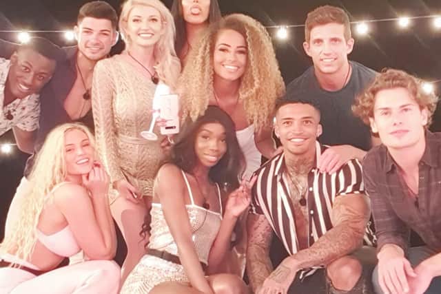 Amy with her fellow Love Islanders. Picture: ITV