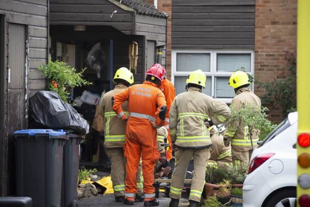Emergency crews at the scene in Burgess Hill this morning (June 4)