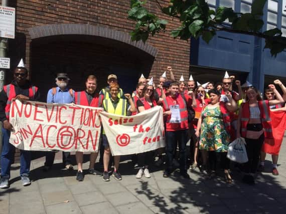 Members of tenants union ACORN Brighton held a demo to seize the fees