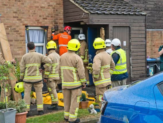 Fire crews responding to the incident in Burgess Hill