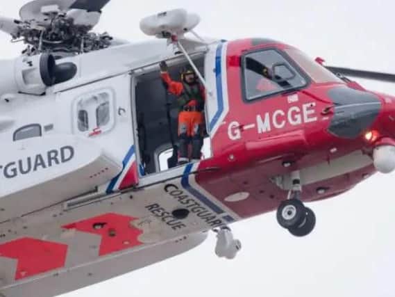 Coastguard helicopter stock image