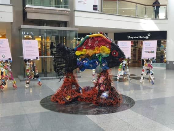75kg of rubbish collected from the Churchill Square and Sea Life Centre beach clean was used to create a fish sculpture.