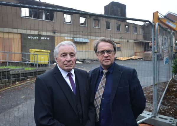 Councillor Mike Turner (left) and councillor Warren Davies outside former Mount Denys Care Home