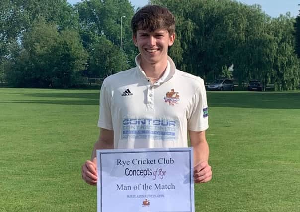 Tobias Farrow was Rye Cricket Club's man of the match in the victory against Rottingdean