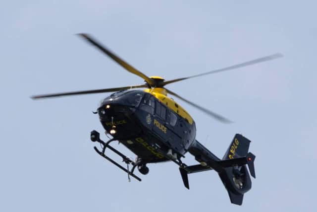 The police helicopter was sent out to monitor the event