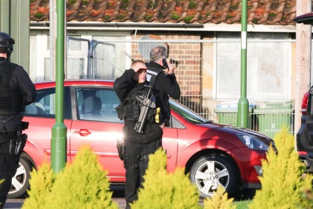 Armed police at the scene of the machete attack in Lawrence Avenue, Rustington, on Christmas Eve. Picture: Eddie Mitchell