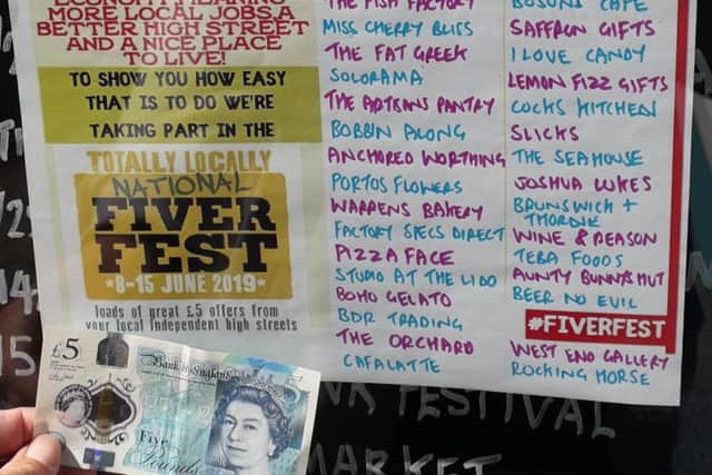 More than 40 of the small businesses in Worthing town centre will be taking part in Fiver Fest