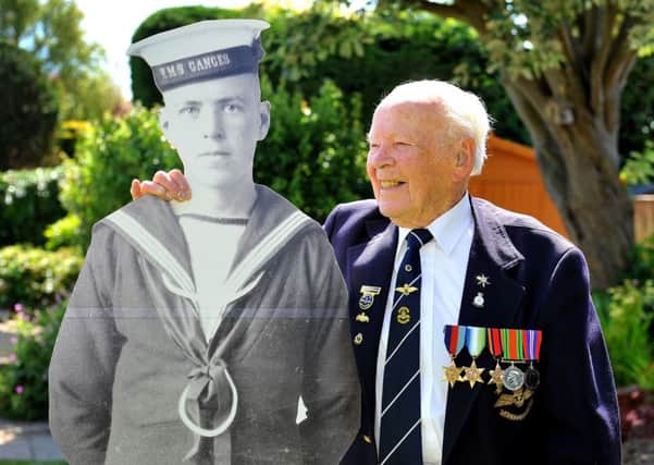 Stan Richardson's party on June 6 - D-Day - and he was in the navy from the age of 16, fought in the Second World War. Stan then and now. Pic Steve Robards SR1914093