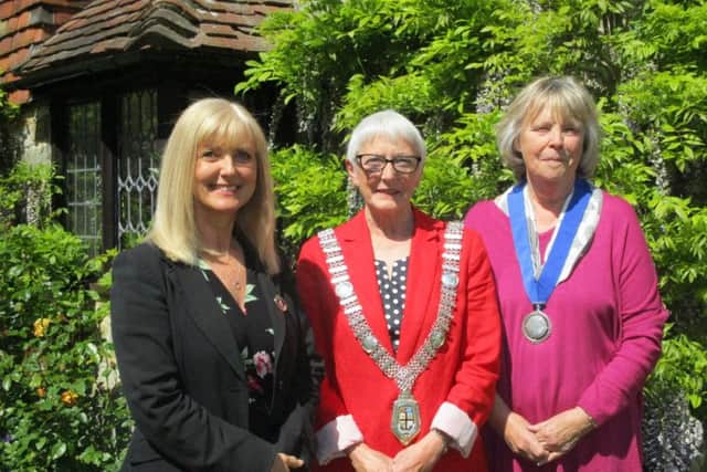 Town clerk Carol Harris with mayor Cllr Glenna Favell and deputy mayor Cllr Margaret Kiloh