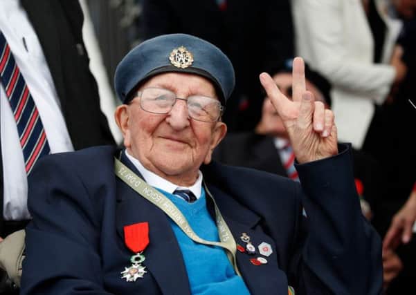 Stanley Northeast from Littlehampton at the D-Day 75 commemorations in Portsmouth last week, making the 'V for Victory' sign