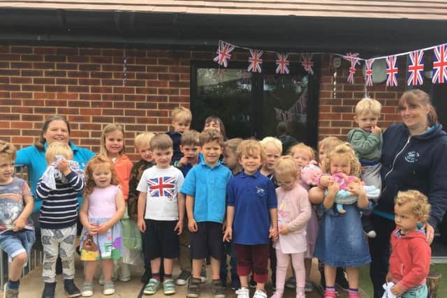 Excited youngsters and staff at Bolney Under Fives Pre-School