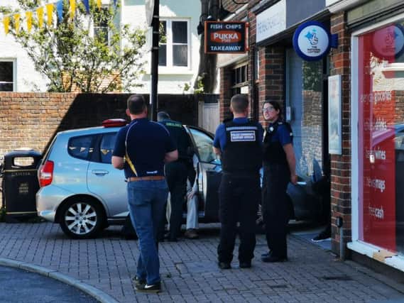 A car has collided with a foot clinic in East Preston