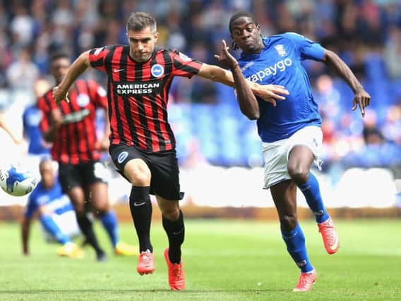 Aaron Hughes in action for Brighton against Birmingham. Picture by Getty Images