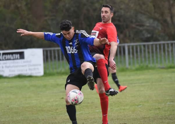 Hollington United in action against Cuckfield Rangers during April. Picture by Justin Lycett