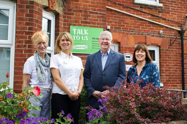 As part of their 2019 Community Bursary scheme, CALA Homes have donated ?1,325 to Samaritans Horsham and Crawley towards running costs for their call centre support service.

Picture shows:
L/R Samaritans Volunteer Caroline, Sophie Redman (Cala Homes), Samaritans Director Kevin Hawkes and volunteer Jacqui. Picture by Ian Stratton SUS-190624-131420001