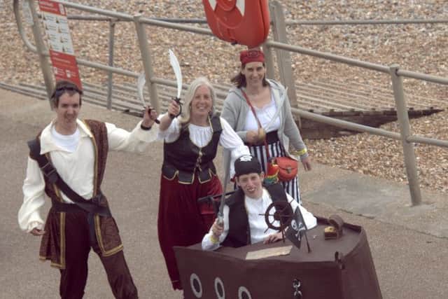 Pirate ship and ship mates enjoy the fun at Bexhill's Wheel and Walk SUS-190618-145340001
