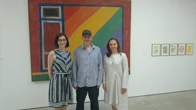 From left to right: Victoria Howarth, gallery curator, artist Tal R, and Liz Gilmore, gallery director SUS-190207-142946001