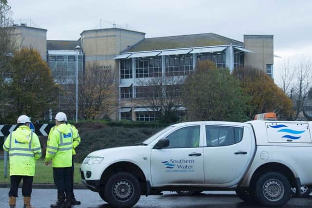 Staff outside Southern Water's Worthing headquarters. Picture: Eddie Mitchell