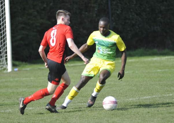 Action from Westfield's game against 2018/19 Southern Combination League Division Two champions Rustington at the end of March. Picture by Simon Newstead