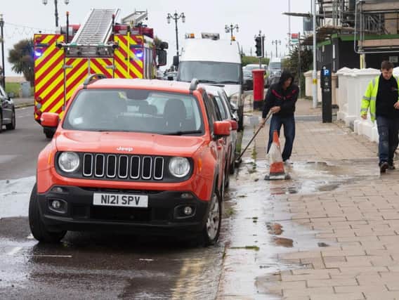 The fire services work to tackle the flood