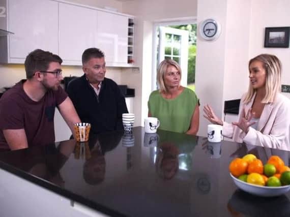 Amy Hart's family with Laura Anderson from Love Island. Picture: ITV
