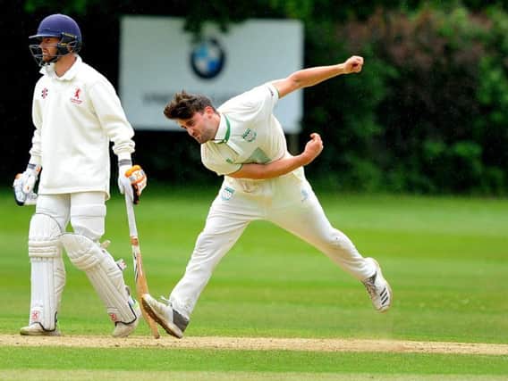 Matt Blandford bowls against Horsham on Saturday