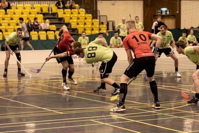 Hastings Predators in action at the UK Floorball Federation National Finals. Picture courtesy Derek Young Photography