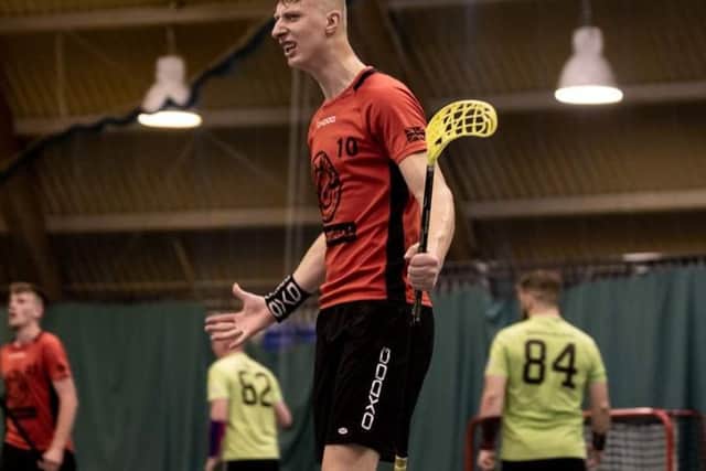 Sendijs Neimanis was Hastings Predators' man of the tournament at the UK Floorball Federation National Finals. Picture courtesy Derek Young Photography