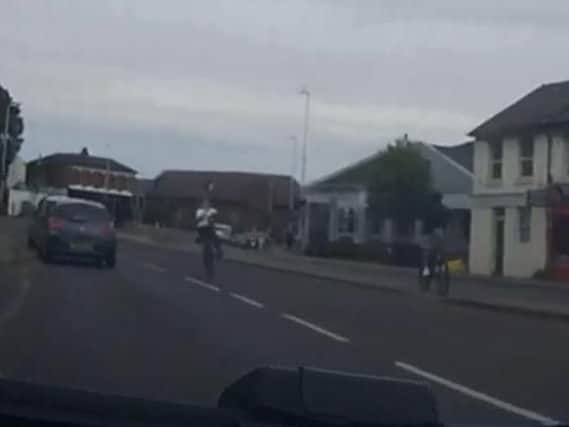 The cyclist going the wrong way on the dual carriageway
