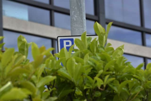 Disabled Parking sign hidden by trees outside the Towner (Photo by Jon Rigby) SUS-190620-080318008